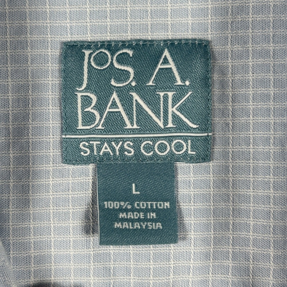 Jos A Bank Shirt Men Large Stays Cool Seersucker Button Down Short Sleeve Green - Picture 4 of 9
